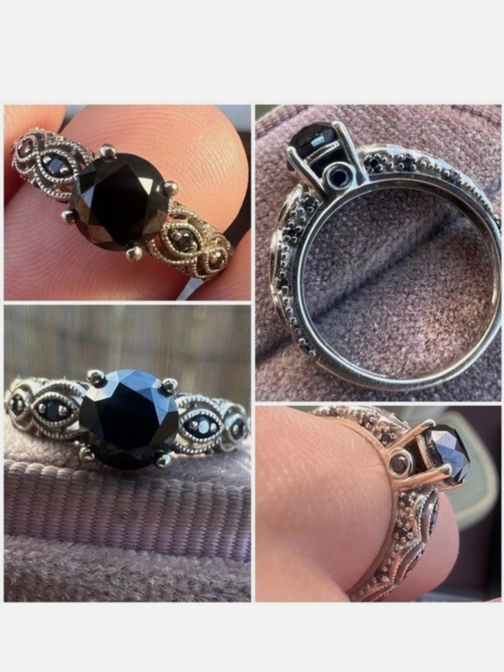 1.25CTW solid 10k white gold genuine black Diamond ring!$1,333